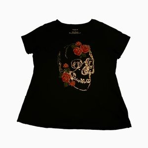 METALLIC GOLD SKULL OUTLINE W/ ROSES